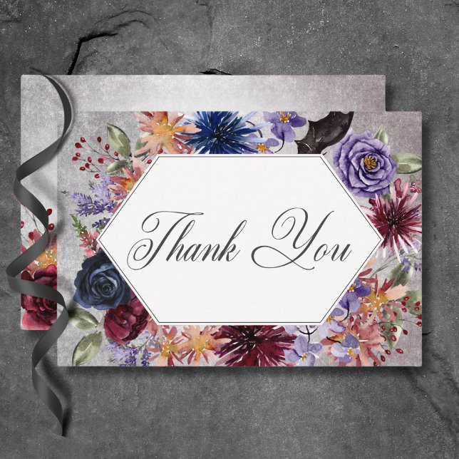 Cartão De Agradecimento Casamento de Halloween Rustic Colors (Rustic Gothic Colors Halloween Wedding Thank You Card)