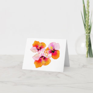 Cartão De Agradecimento Casamento de Hibisco Laranja Rosa Tropical Live Al
