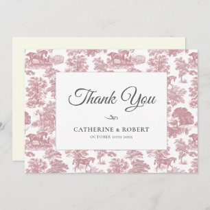 Cartão De Agradecimento Casamento de Horros Rosa-Rosa-Rosa-Picante Elegant