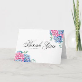 Cartão De Agradecimento Casamento de Hydrangeas Azuis, Rosa-d-Água