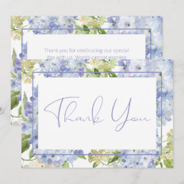 Cartão De Agradecimento Casamento de Hydrangeas Brancas Periwinkle Blue