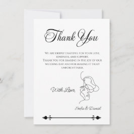 Cartão De Agradecimento Casamento de ilustração de Casal de Arte de Linha 