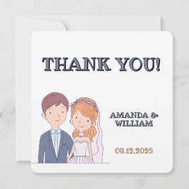 Cartão De Agradecimento Casamento de Ilustração Simples e De Cartoon-Iike