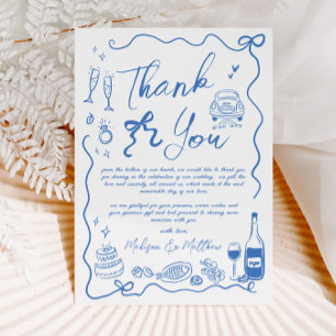 Cartão De Agradecimento Casamento de Ilustrações Desenhadas à Mão