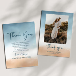 Cartão De Agradecimento Casamento de Imagens de Areia Elegante da Praia do