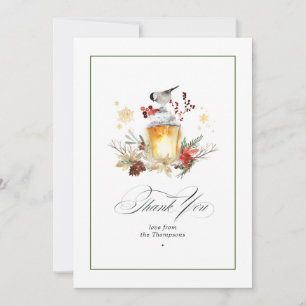 Cartão De Agradecimento Casamento de Inverno de Pinheiro e Azevinho