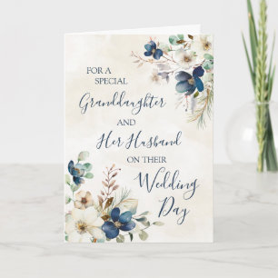 Cartão De Agradecimento Casamento de Inverno Floral Azul da Netinha