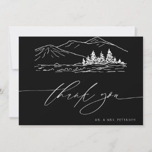 Cartão De Agradecimento Casamento de Inverno   Floresta de Pinheiros Rústi