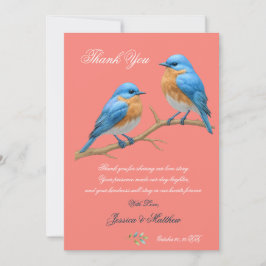Cartão De Agradecimento Casamento de Ivory Pastel Lovebird Romântico Blueb