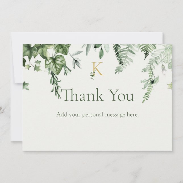 Cartão De Agradecimento Casamento de Ivy & Sage Monogramas (Frente)