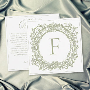 Cartão De Agradecimento Casamento de Jardim com Brasão Verde Elegante Vint