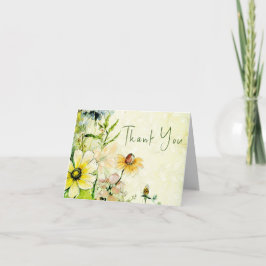 Cartão De Agradecimento Casamento de Jardim de Flores Silvestres Boho Eleg