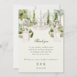 Cartão De Agradecimento Casamento de Jardim de Manor de Aquarela Elegante