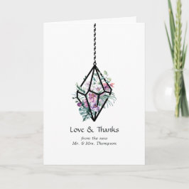Cartão De Agradecimento Casamento de Jardim de Terrário Floral Pastel Rúst