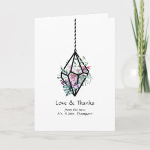 Cartão De Agradecimento Casamento de Jardim de Terrário Floral Pastel Rúst