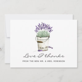 Cartão De Agradecimento Casamento de Lavanda de Aquarela