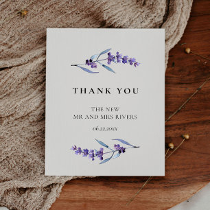 Cartão De Agradecimento Casamento de lavanda floral elegante