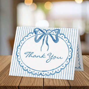 Cartão De Agradecimento Casamento de Listra de Arco de Aquarela Azul Capri