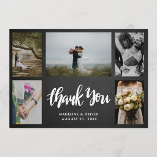 Cartão De Agradecimento Casamento de Lousa Cinco Fotos   Roteiro de Agrade