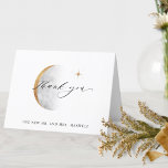 Cartão De Agradecimento Casamento de Lua Celestial Elegante e Estrelas<br><div class="desc">Obrigado seus convidados com um cartões de agradecimentos de casamento personalizado elegante (ou qualquer outro evento)! Design com linda lua celestial de aquarela, estrelas e elementos caligráficos modernos escritos à mão. Capacidade de personalizar frente e verso com qualquer texto que você quiser. Dentro no vazio para que você possa escrever...</div>