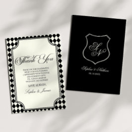 Cartão De Agradecimento Casamento de Luxo Antigo Dinheiro Preto Marfim Vin