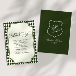 Cartão De Agradecimento Casamento de Luxo Antigo Dinheiro Verde Oliva Marf