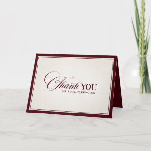 Cartão De Agradecimento Casamento de Luxo Burgundy Formal Moderno com Dinh