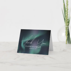 Cartão De Agradecimento Casamento de luzes Nortes Aurora