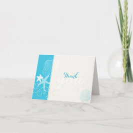 Cartão De Agradecimento Casamento de Malibu Blue & Ivory Beach Obrigado