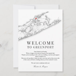Cartão De Agradecimento Casamento de Mapa do Greenport NY Bem-vindo Branco