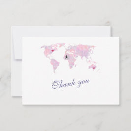 Cartão De Agradecimento Casamento de Mapa do Mundo de Destino Personalizad