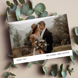 Cartão De Agradecimento Casamento de Máquina de Fotografia Mínima Moderna