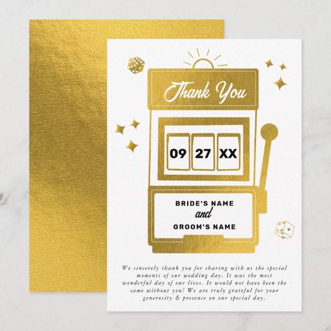 Cartão De Agradecimento Casamento de Máquina de Slot Casino de Destino de  (Frente/Verso)