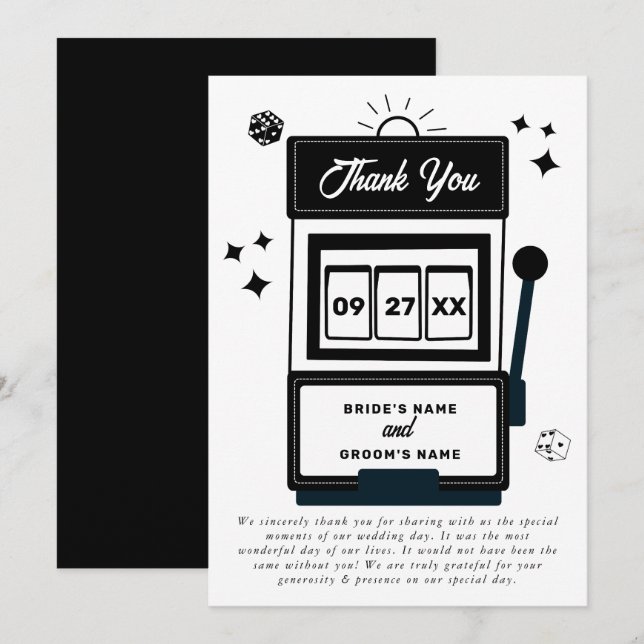 Cartão De Agradecimento Casamento de Máquina de Slot Casino de Destino de  (Frente/Verso)
