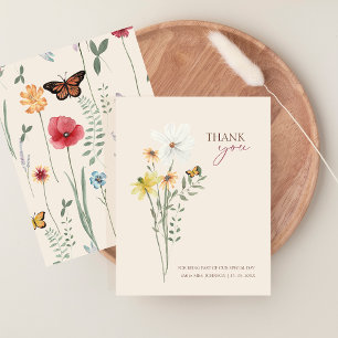 Cartão De Agradecimento Casamento de Margarida Amarela Caprichosa Flor Sil