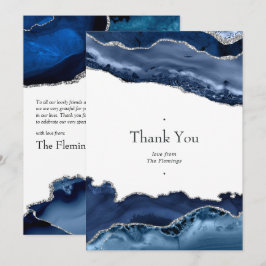 Cartão De Agradecimento Casamento de marinho e Prata Agate