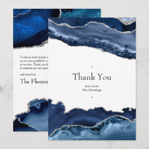 Cartão De Agradecimento Casamento de marinho e Prata Agate