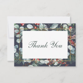 Cartão De Agradecimento Casamento de Marinho Greenery de Natal