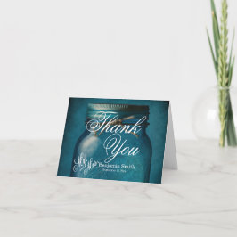 Cartão De Agradecimento Casamento de Mason Jar, Azul Russo Personalizado