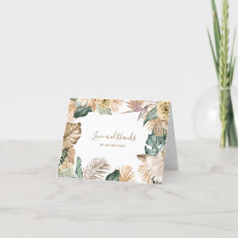 Cartão De Agradecimento Casamento de Mauve Dourado Tropical Botânica