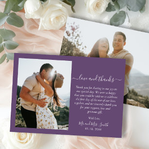 Cartão De Agradecimento Casamento de Mauve Foto do Script 2 de Obrigados E