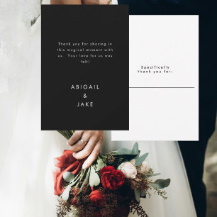 Cartão De Agradecimento Casamento de Mensagens Personalizadas B/W Contempo