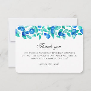 Cartão De Agradecimento Casamento de mint e bosque azul. Inverno de mirtil