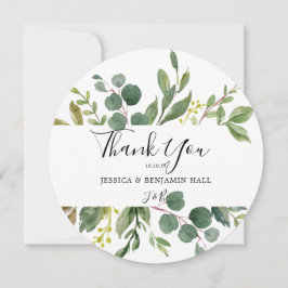 Cartão De Agradecimento Casamento de Mola Verde com Folha de Água