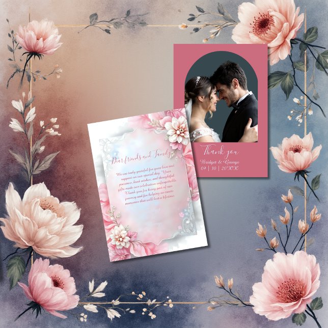 Cartão De Agradecimento Casamento de Molho Suave de Pastel Brilhante, cor- (Criador carregado)