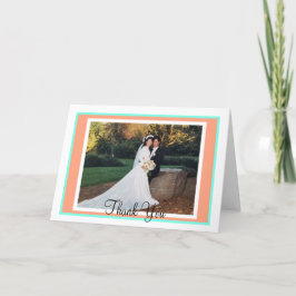 Cartão De Agradecimento Casamento de Monograma Azul Cantaloupe