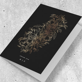 Cartão De Agradecimento Casamento de Monograma Botânico Desenhado à Mão El