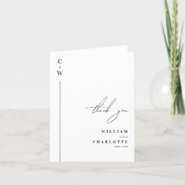 Cartão De Agradecimento Casamento de Monograma Minimalista e Chic