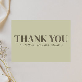 Cartão De Agradecimento Casamento de Monograma Verde Sage