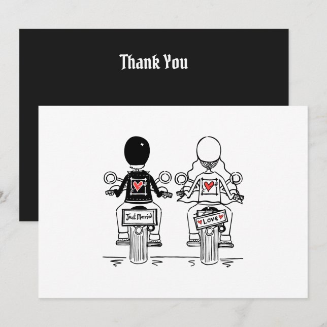 Cartão De Agradecimento Casamento de Motoqueiro (Frente/Verso)